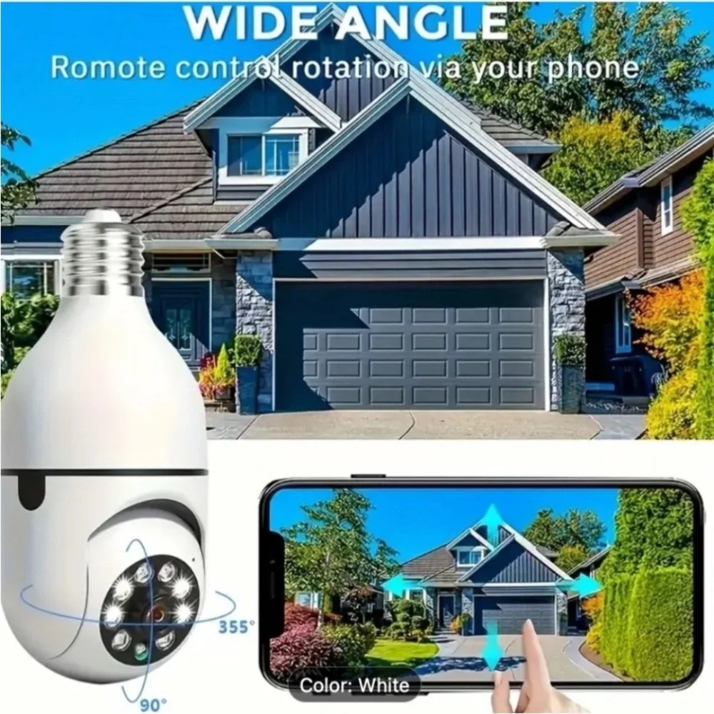 SMART SECURITY Camera NWT Screw in Bulb Size Night Vision Pan Tilt Wide Angle